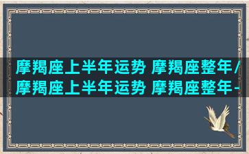 摩羯座上半年运势 摩羯座整年/摩羯座上半年运势 摩羯座整年-我的网站